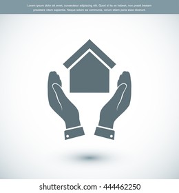  hand and house  icon