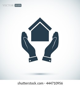  hand and house  icon