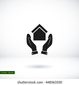  hand and house  icon