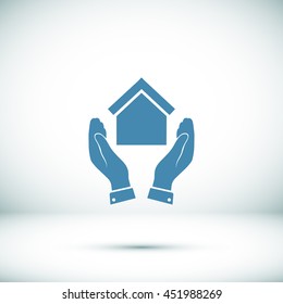  hand and house  icon