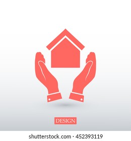  hand and house  icon
