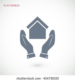  hand and house  icon