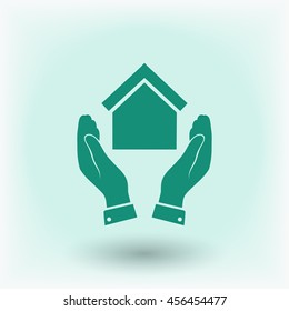  hand and house  icon