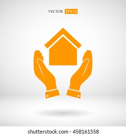  hand and house  icon