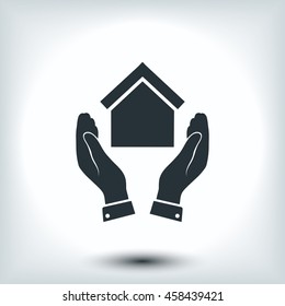  hand and house  icon