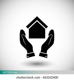  hand and house  icon