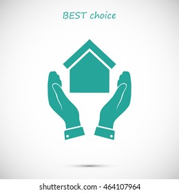  hand and house  icon