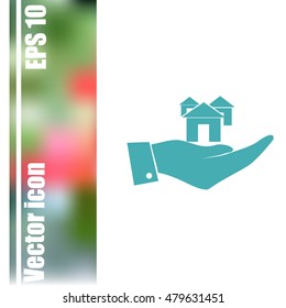Hand with house icon