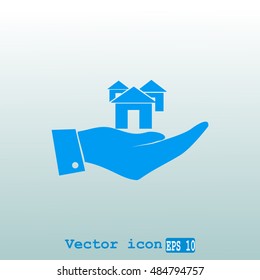 Hand with house icon