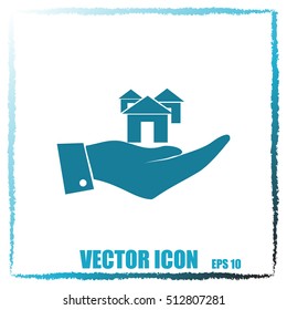 Hand with house icon