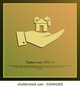 Hand with house icon
