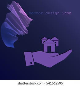 Hand with house icon