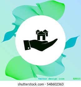 Hand with house icon