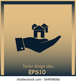 Hand with house icon