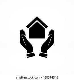 hand and house icon, vector best flat icon,EPS