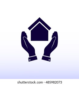 hand and house icon, vector best flat icon,EPS