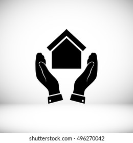 hand and house icon, vector best flat icon,EPS