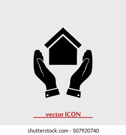 hand and house icon, vector best flat icon,EPS