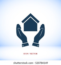 hand and house icon, vector best flat icon,EPS