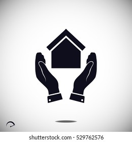 hand and house icon, vector best flat icon,EPS