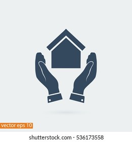 hand and house icon, vector best flat icon,EPS