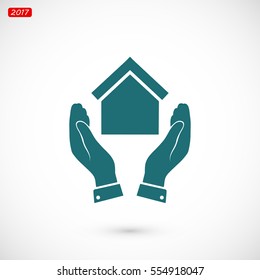 hand and house icon, vector best flat icon,EPS