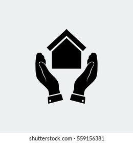 hand and house icon, vector best flat icon,EPS