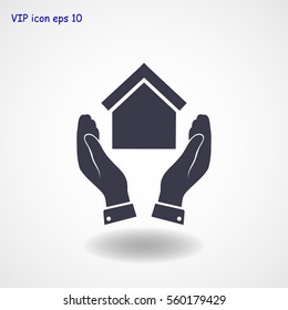 hand and house icon, vector best flat icon,EPS