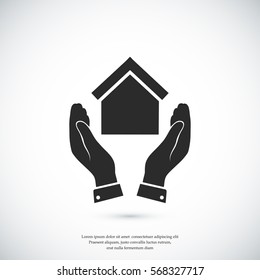 hand and house icon, vector best flat icon,EPS