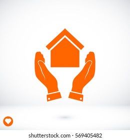 hand and house icon, vector best flat icon,EPS