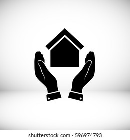 hand and house icon, vector best flat icon,EPS