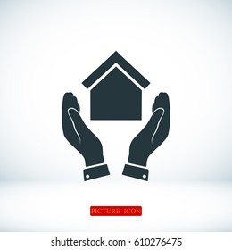 hand and house icon, vector best flat icon,EPS