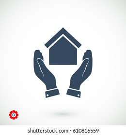 hand and house icon, vector best flat icon,EPS