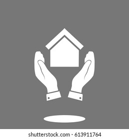 hand and house icon, vector best flat icon,EPS