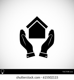 hand and house icon, vector best flat icon,EPS