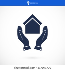 hand and house icon, vector best flat icon,EPS