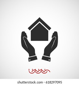 hand and house icon, vector best flat icon,EPS