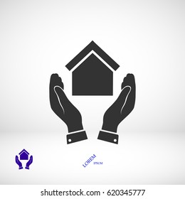 hand and house icon, vector best flat icon,EPS