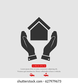 hand and house icon, vector best flat icon,EPS