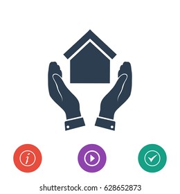 hand and house icon, vector best flat icon,EPS