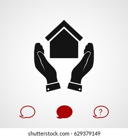 hand and house icon, vector best flat icon,EPS