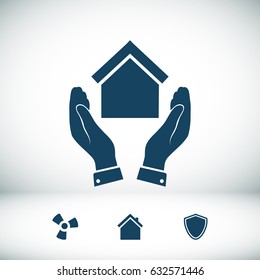 hand and house icon, vector best flat icon,EPS