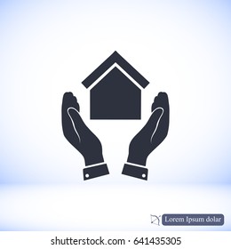 hand and house icon, vector best flat icon,EPS