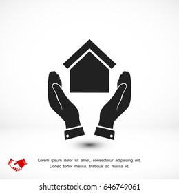 hand and house icon, vector best flat icon,EPS
