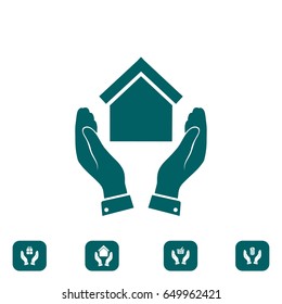 hand and house icon, vector best flat icon,EPS