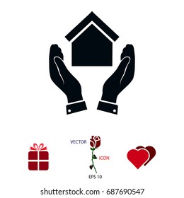 hand and house icon, vector best flat icon,EPS