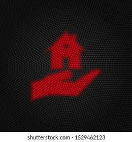Hand, house, insurance, protection icon, traffic light sign, retro style vector icon. Traffic sign vector icon. Insurance concept vector illustration.