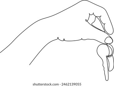 Hand with house key outline vector icon. Real estate symbol, logo illustration. Vector graphics
