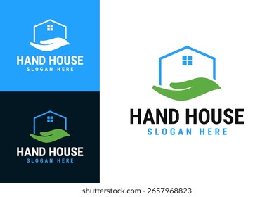 Mano con Ilustración vectorial de Plantilla de diseño de logotipo de casa