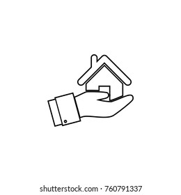 hand and house vector icon